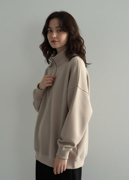 تيشيرت نسائي شتوي بتصميم فريد اوفر سايز H11