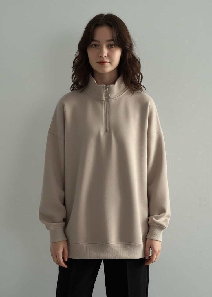 تيشيرت نسائي شتوي بتصميم فريد اوفر سايز H11