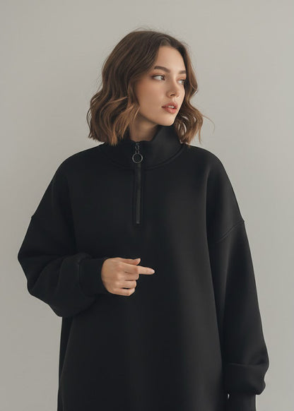 تيشيرت نسائي شتوي بتصميم فريد اوفر سايز H11