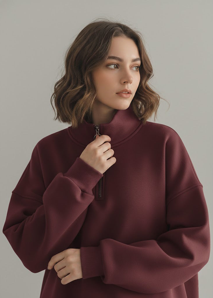 تيشيرت نسائي شتوي بتصميم فريد اوفر سايز H11