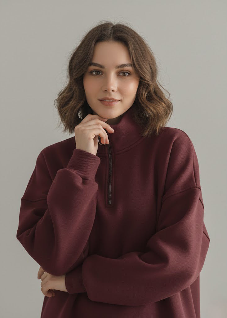 تيشيرت نسائي شتوي بتصميم فريد اوفر سايز H11