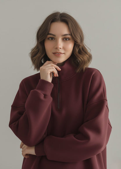 تيشيرت نسائي شتوي بتصميم فريد اوفر سايز H11