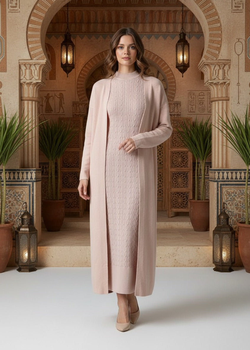 Elegant women's two-piece knit set: sleeveless dress and long-sleeved cardigan TR-1