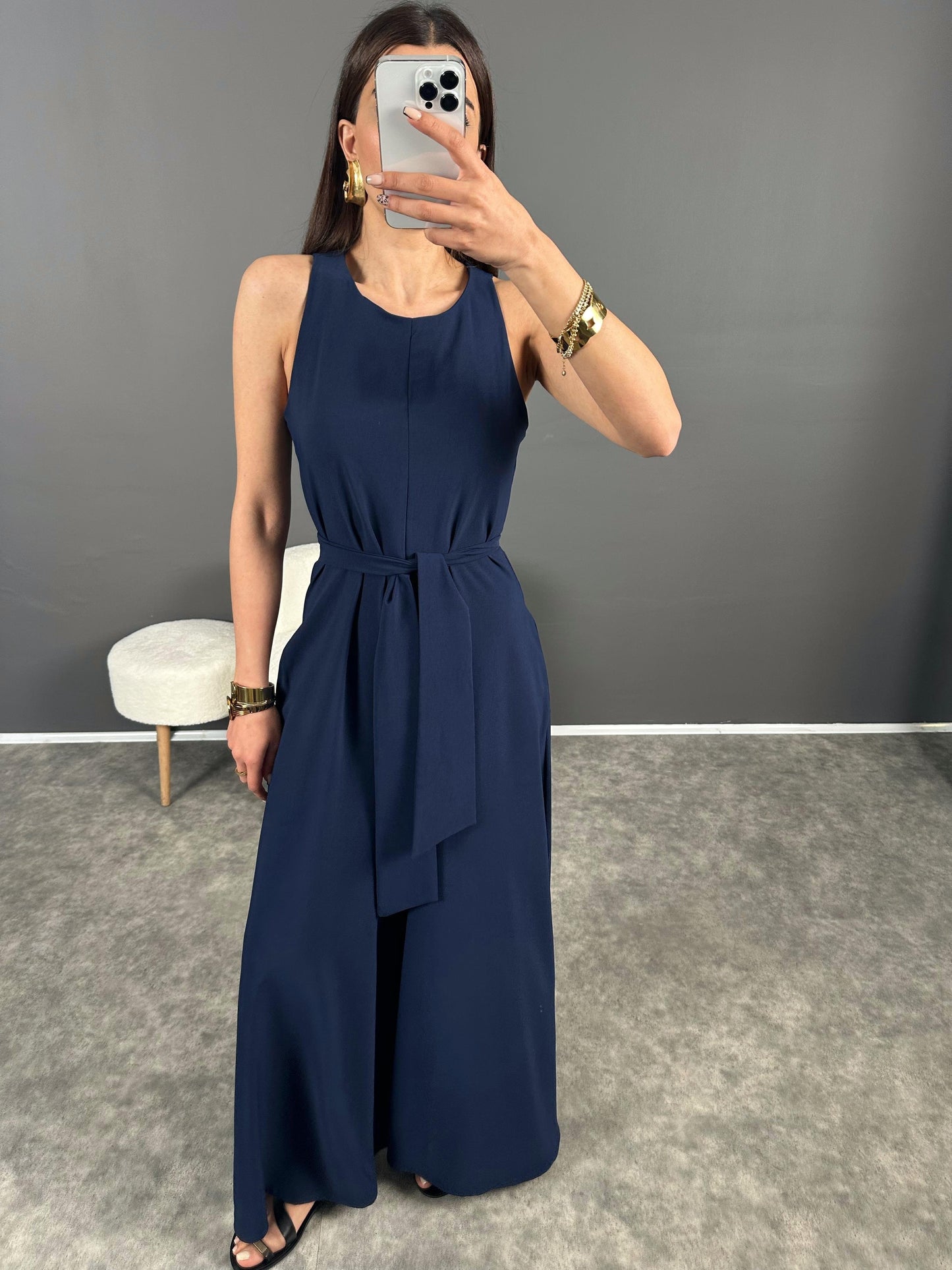 Summer jumpsuit with belt S6