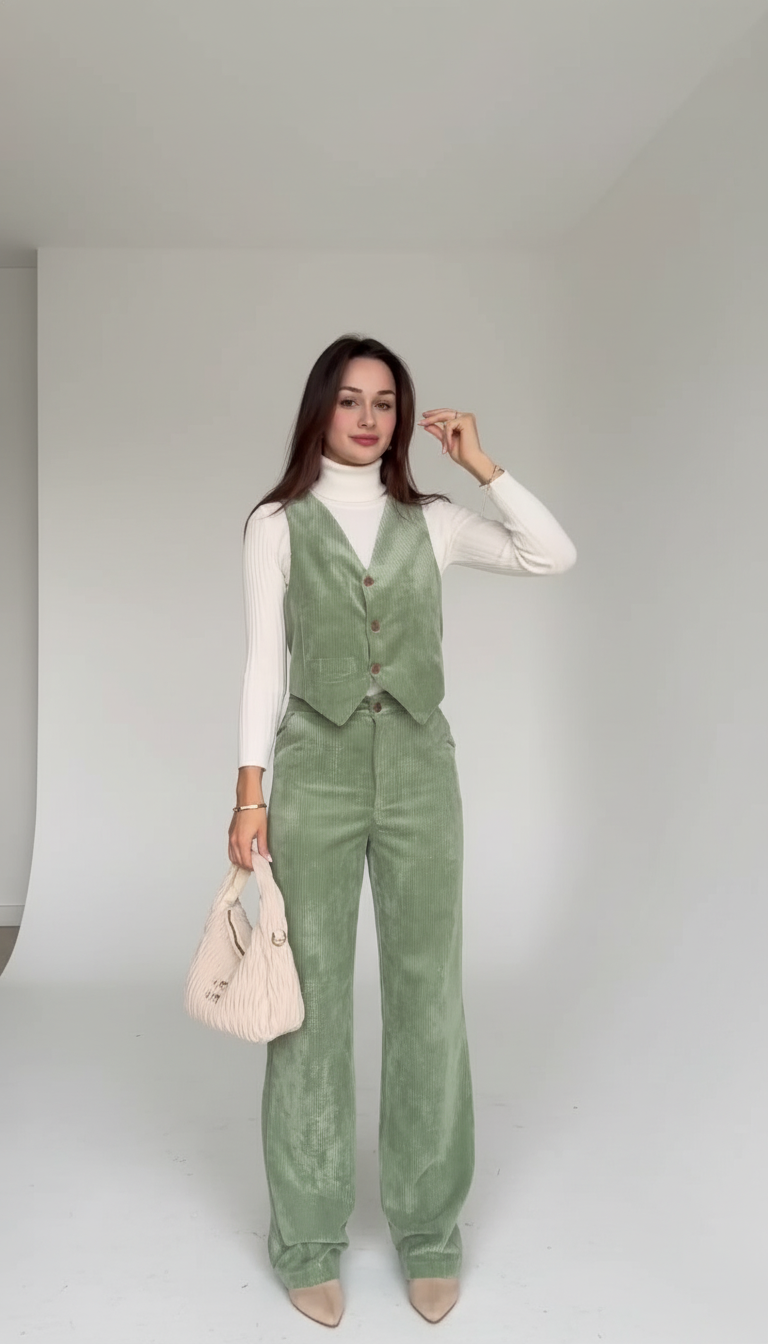 Elegant Turkish formal 2-piece suit: vest + trousers V5 