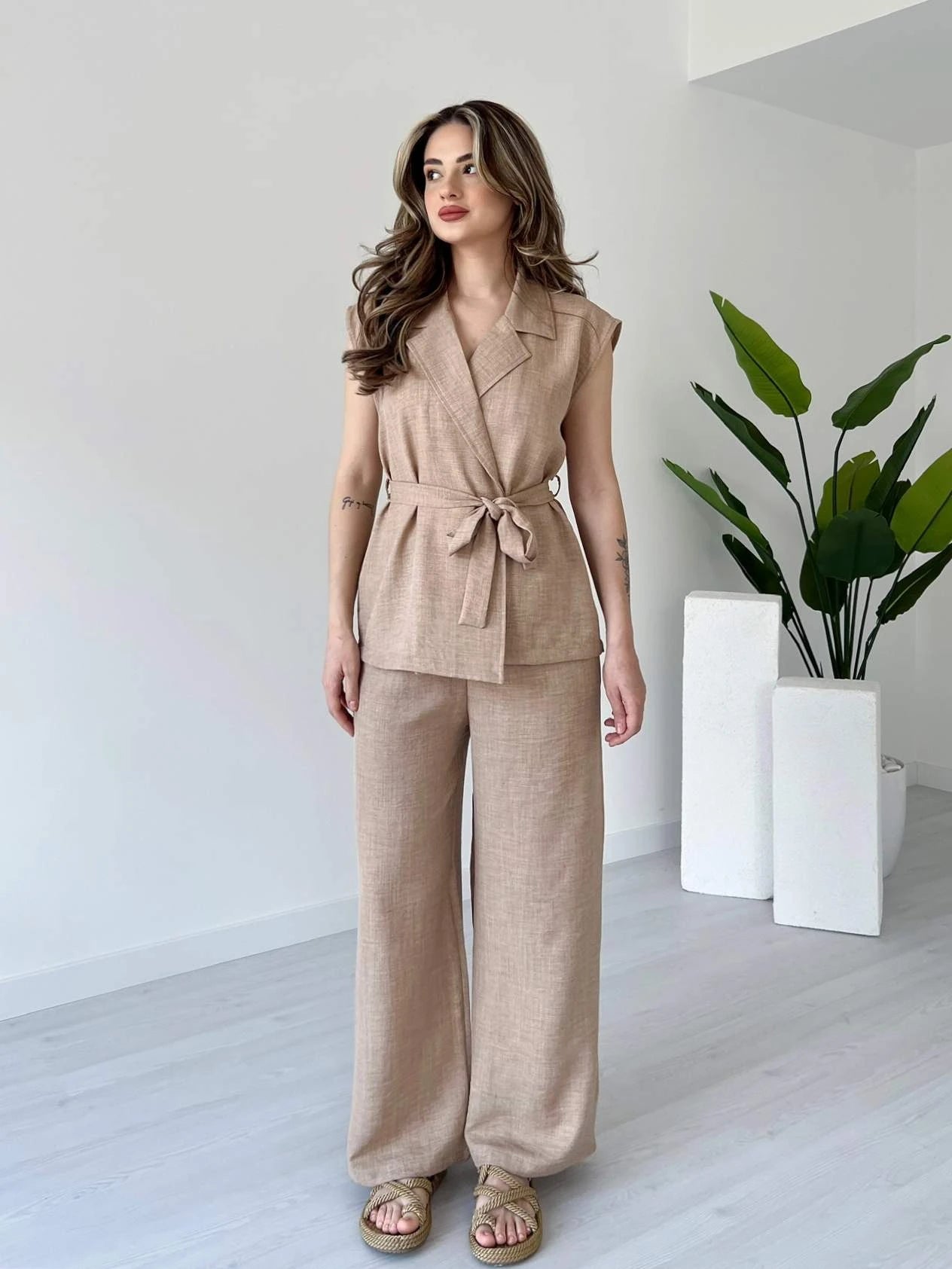 Summer jumpsuit with belt S6
