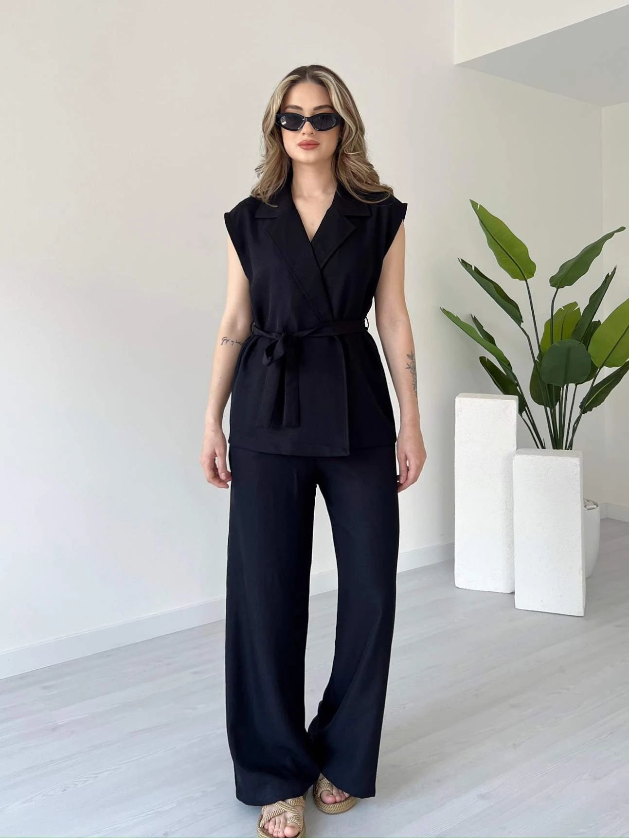 Summer jumpsuit with belt S6