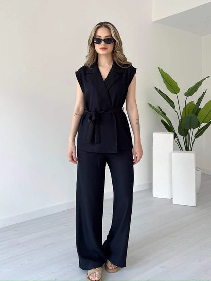 Summer jumpsuit with belt S6