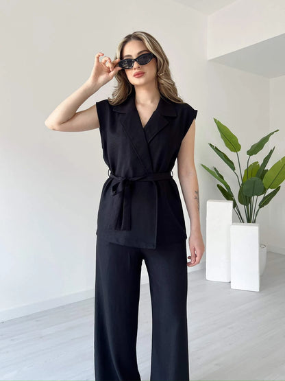 Summer jumpsuit with belt S6