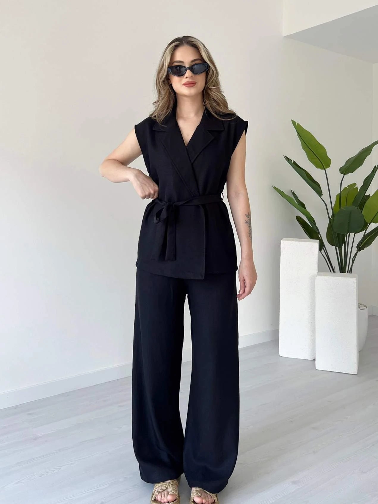 Summer jumpsuit with belt S6