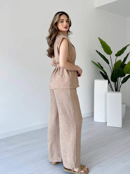 Summer jumpsuit with belt S6
