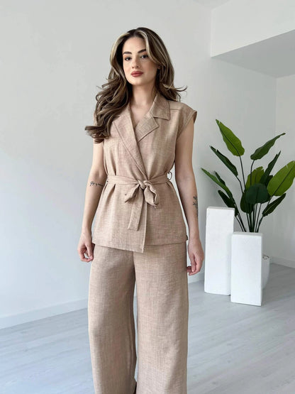 Summer jumpsuit with belt S6