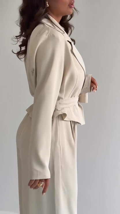 Elegant women's 3-piece knit set: blouse + pants + scarf TR-5