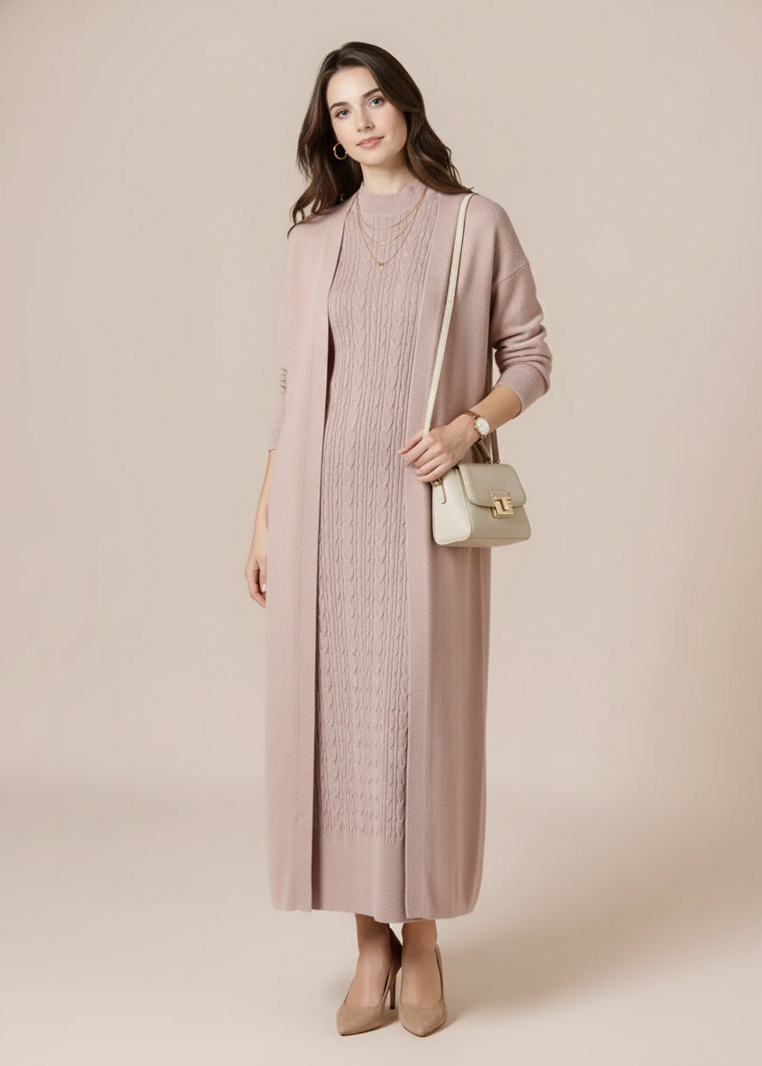 Elegant women's two-piece knit set: sleeveless dress and long-sleeved cardigan TR-1