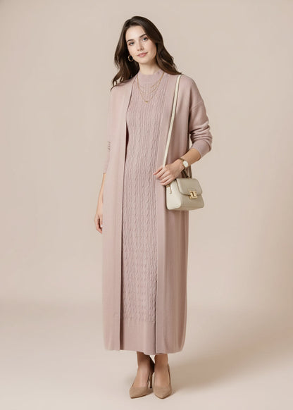 Elegant women's two-piece knit set: sleeveless dress and long-sleeved cardigan TR-1