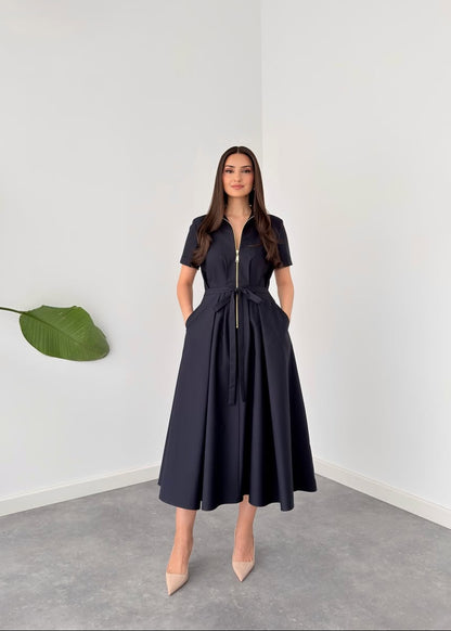 فستان تركي بتصميم انيق ومميز مع حزام F67