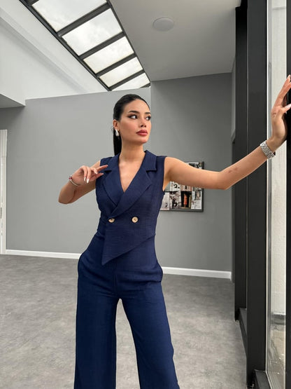 Long dress with polo neck opening D09