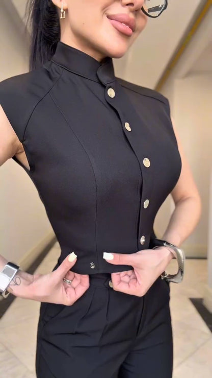 طقم رسمي (فيست + بنطلون) بتصميم كلاسيكي مميز بأزرار كبس S33