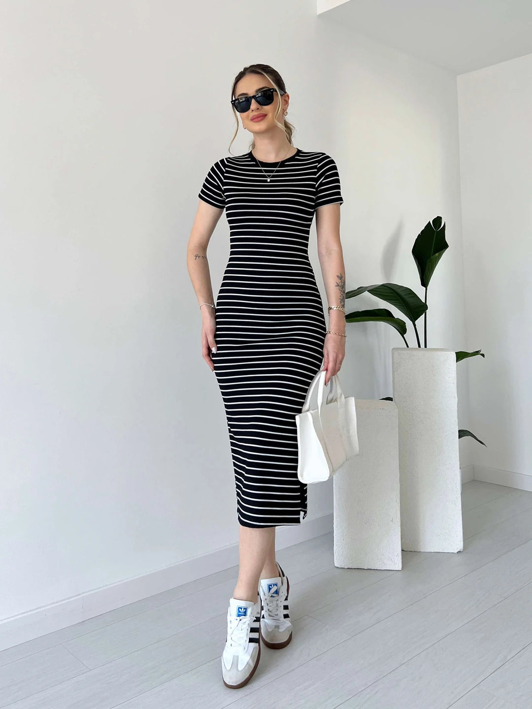 فستان قطن صيفي مخطط F32