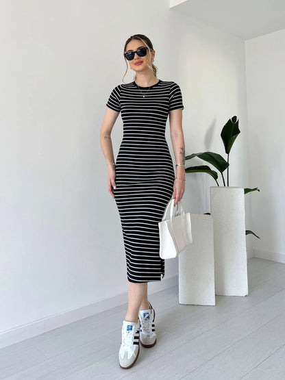 فستان قطن صيفي مخطط F32