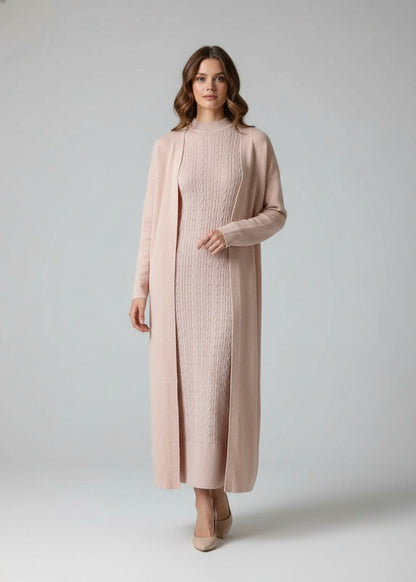 Elegant women's two-piece knit set: sleeveless dress and long-sleeved cardigan TR-1