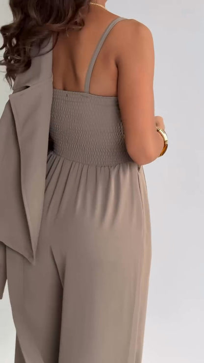 Elegant women's 3-piece knit set: blouse + pants + scarf TR-5