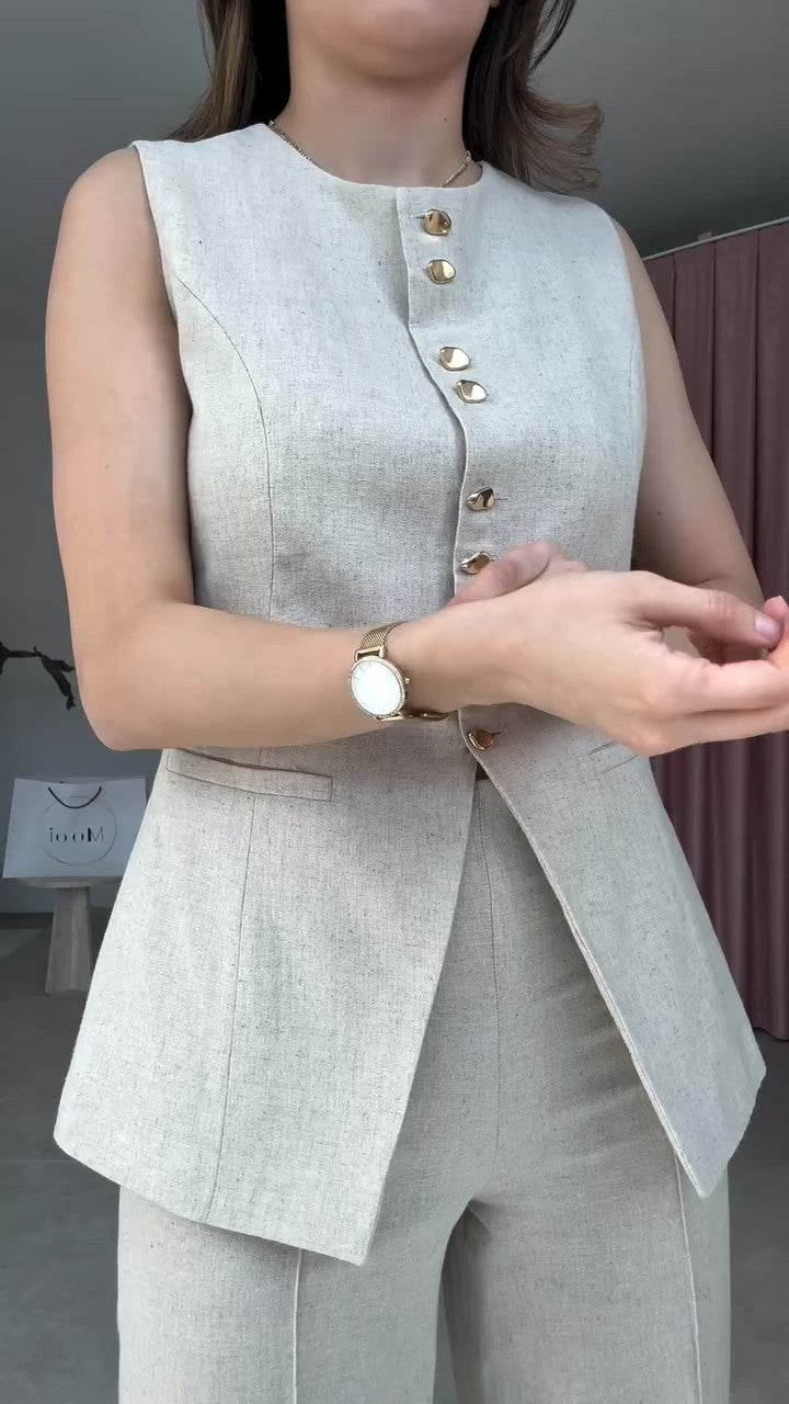 طقم رسمي قطعتين بتصميم كلاسيكي مميز بأزرار أنيقة S37
