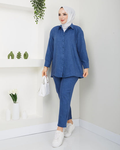 Long dress with polo neck opening D09