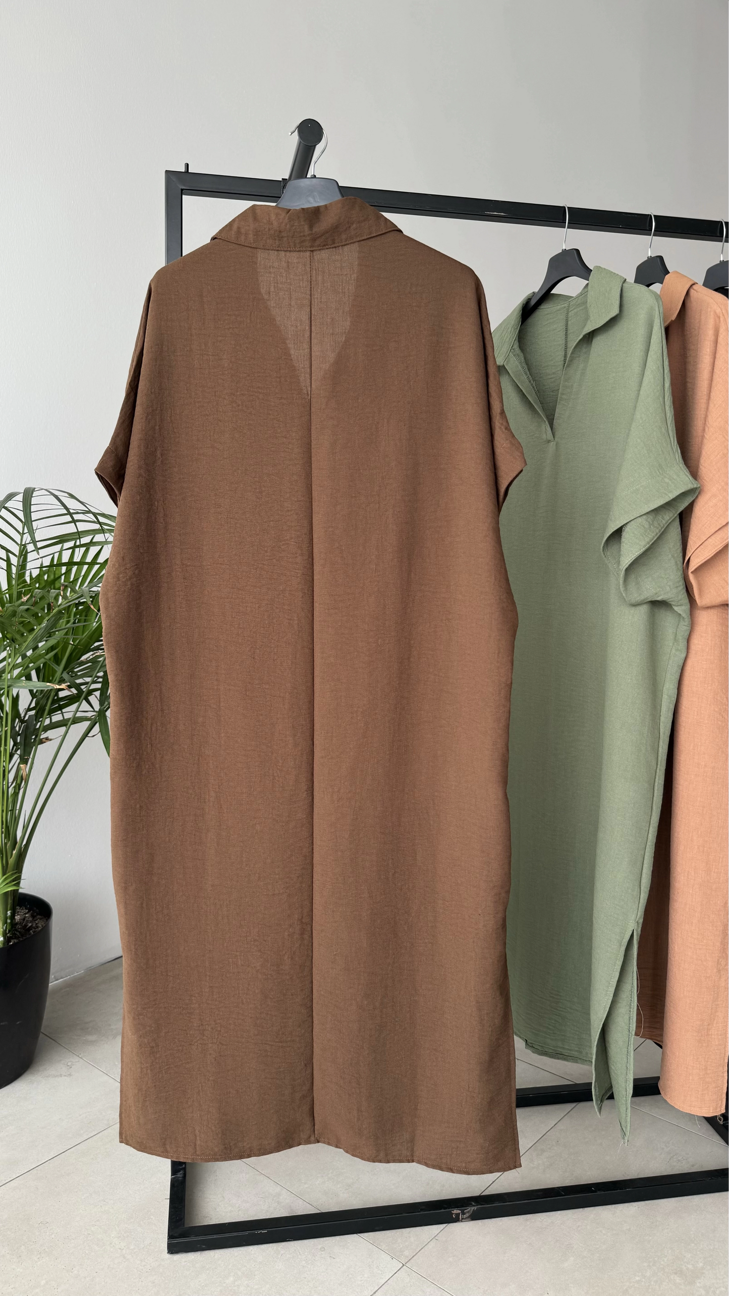 Linen polo neck dress 2024 D10