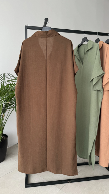 Linen polo neck dress 2024 D10