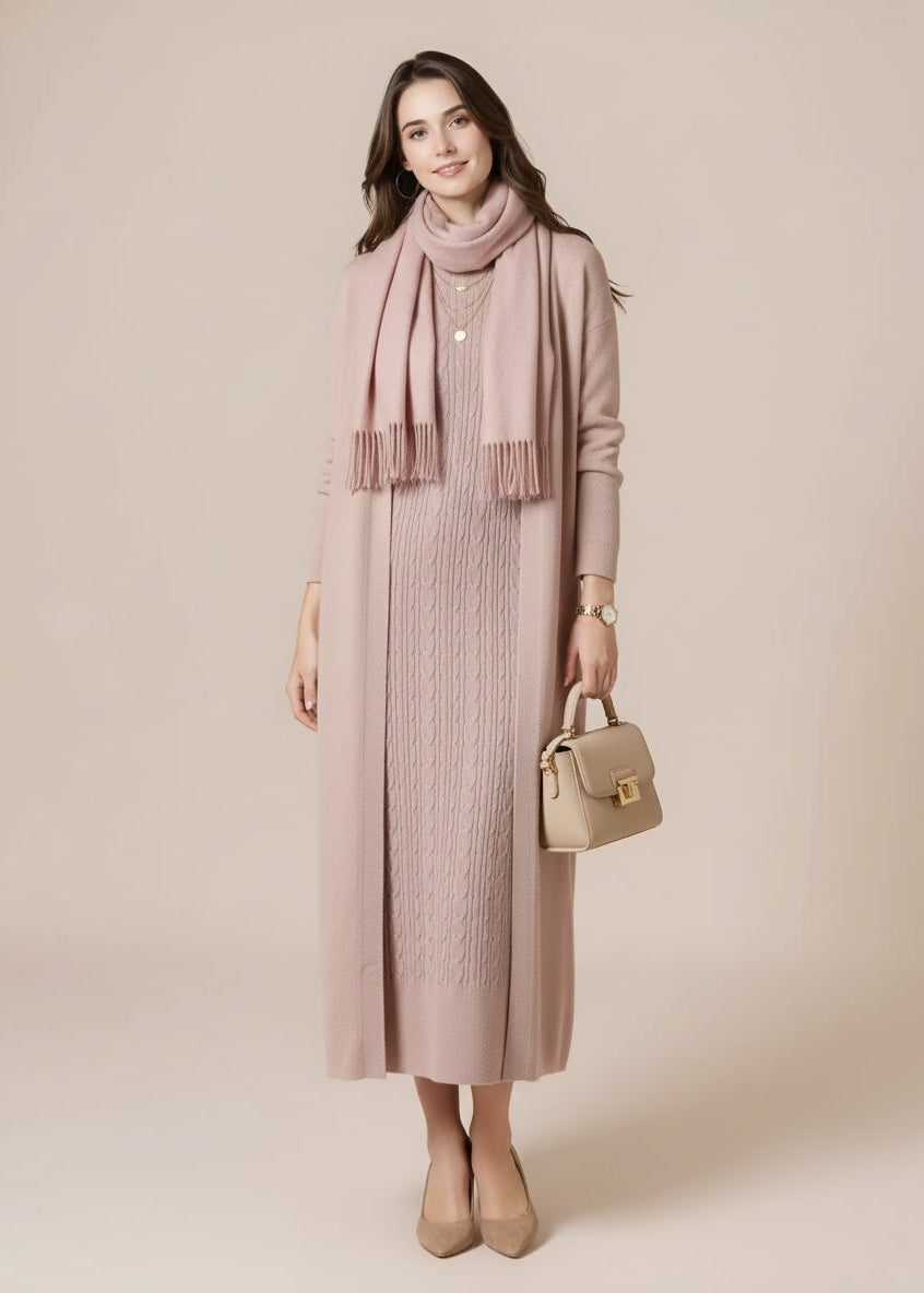 Elegant women's two-piece knit set: sleeveless dress and long-sleeved cardigan TR-1