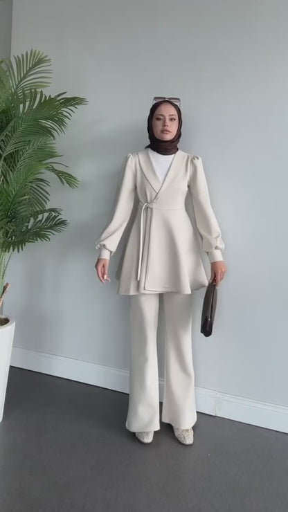 Long dress with polo neck opening D09