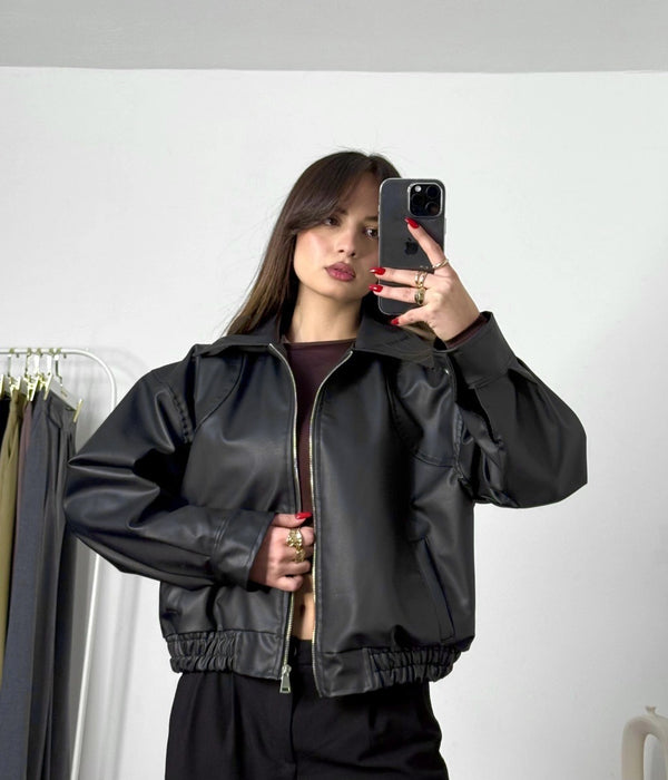 جاكيت جلد حريمي بتصميم جديد وحصري 2025 J06