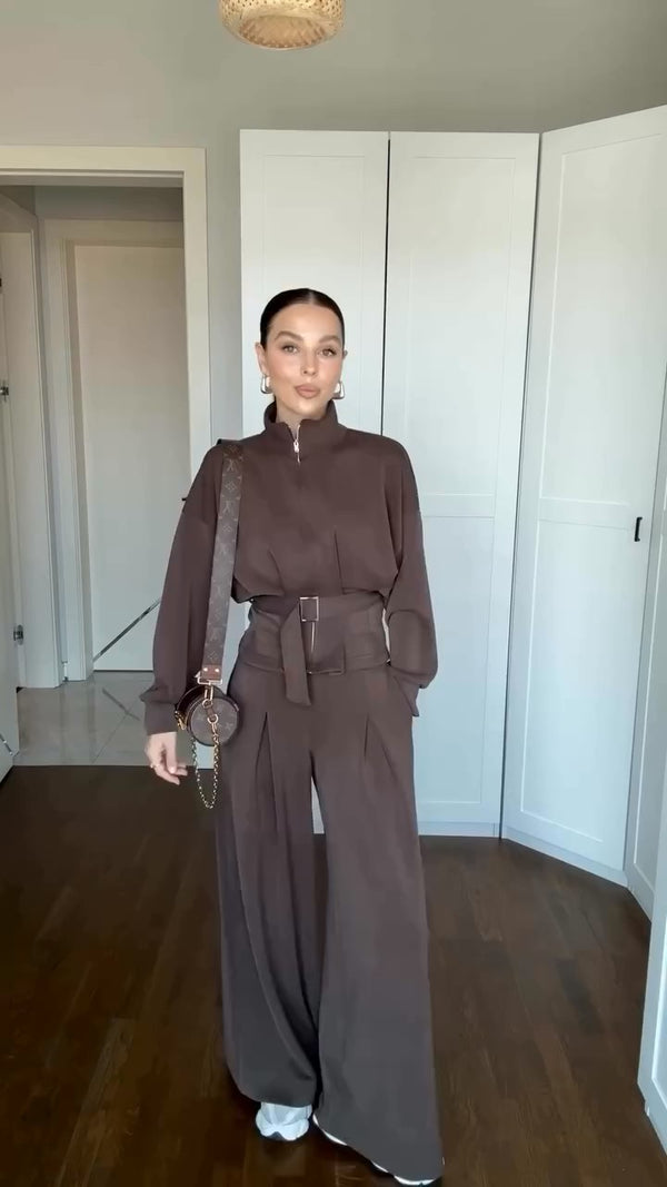 سوت شامواه ستاتي مع حزام شتوي (جاكيت+بنطلون+حزام) S73